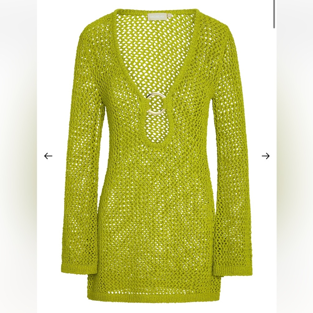 (SOLD) Monday Swimwear ~ MONTEGO MINI DRESS - CHARTREUSE PETIT CROCHET (S)